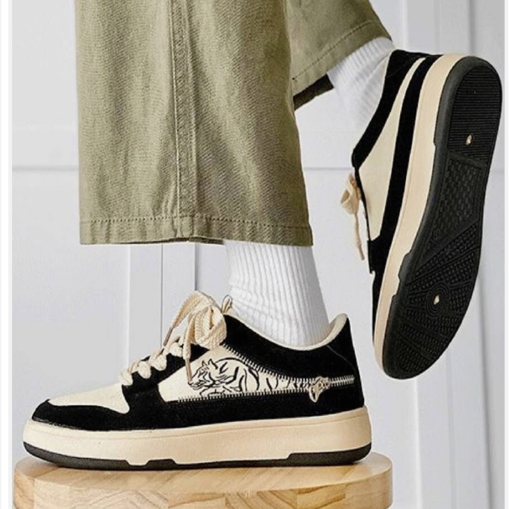 Tiger print zipper design sneaker men's 44